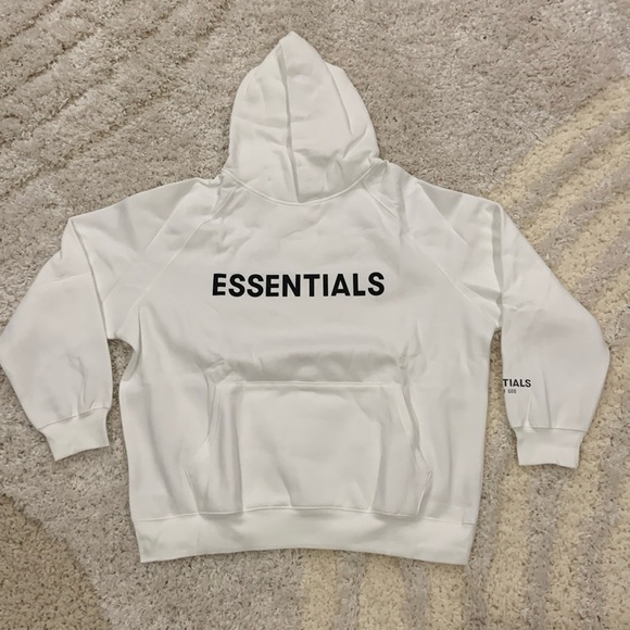 Essentials Fear of God Big Logo White Pullover Hoodie Men’s Size Small - Picture 1 of 2